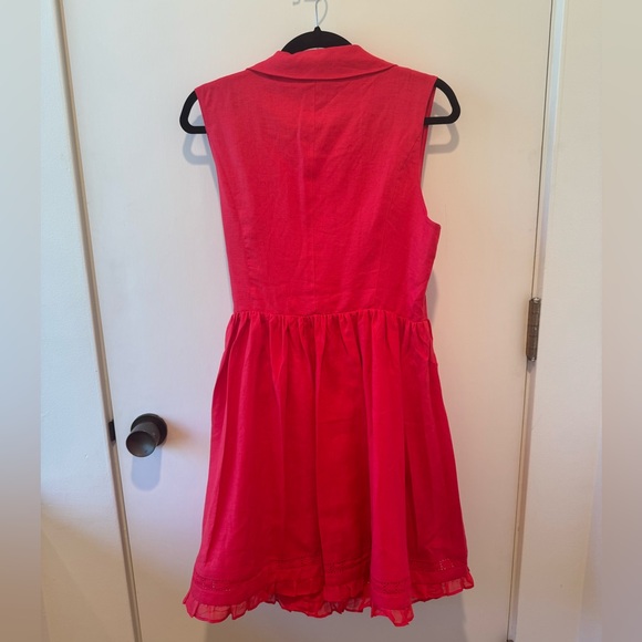 NWT Joslin Amelia Red Linen Wrap Minidress 12 L - Picture 8 of 11